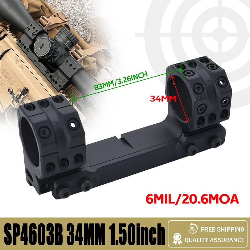 

New 34mm Tube 6MIL/20.6MOA 1.5inch 38mm Height Picatinny Scope Mount Scope Rings for Hunting