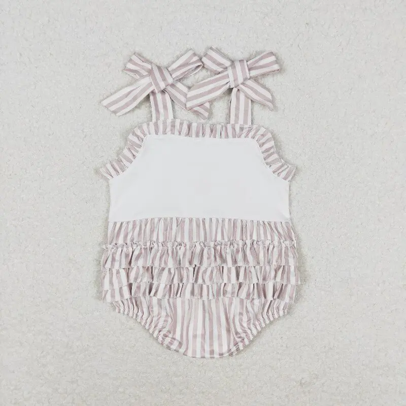 X12.24 SR1488 Summer Hot Selling Baby Girl Rompers Starfish Striped Lace Vest Romper