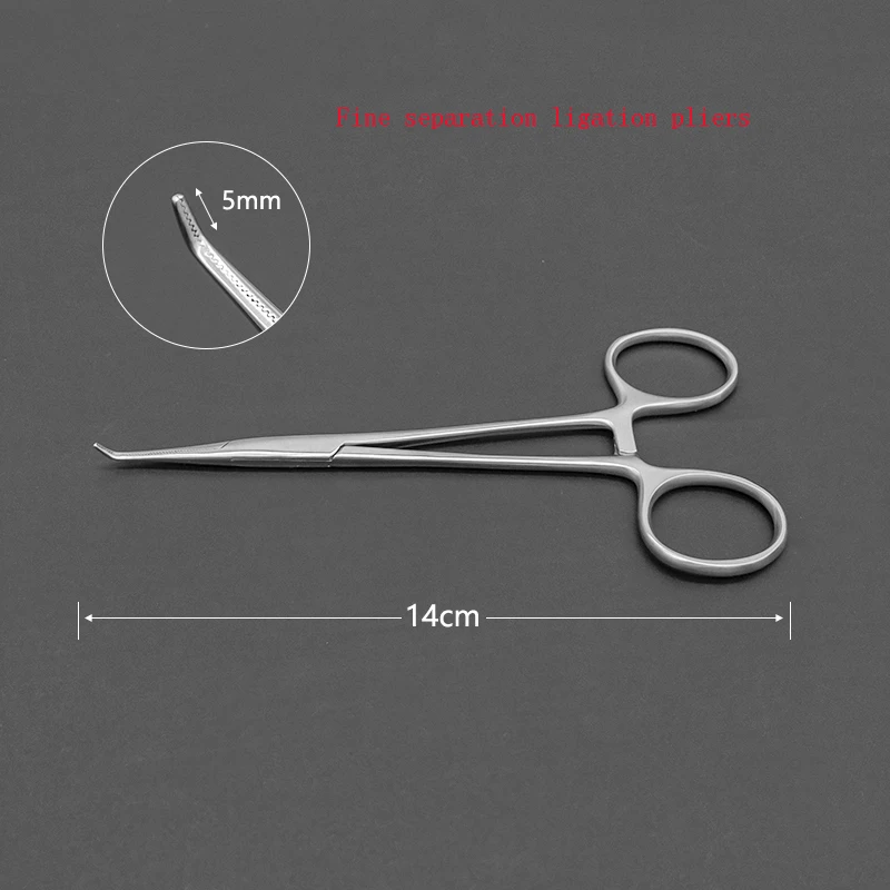 Pinça de ligadura de separação fina, pinça vascular, fixação de tecido, pinça hemostática de ângulo reto, pinça de cotovelo, surg médico