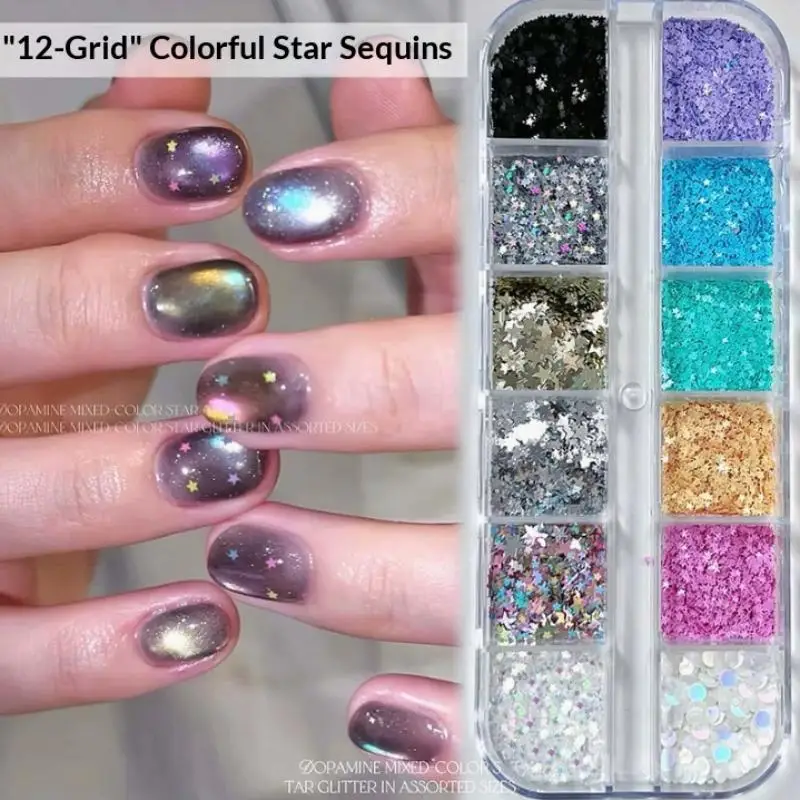 Colorful Star Sequin Nail Glitter Holographic Laser Flakes for Festival Makeup DIY Manicure