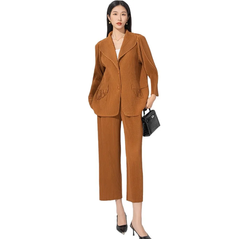 Miyake Pleated New 2026 Women's Jacket Fall Fashion Suit Suit Commuting Versatile Casual Small Suit Cardigan Outwear Pleated