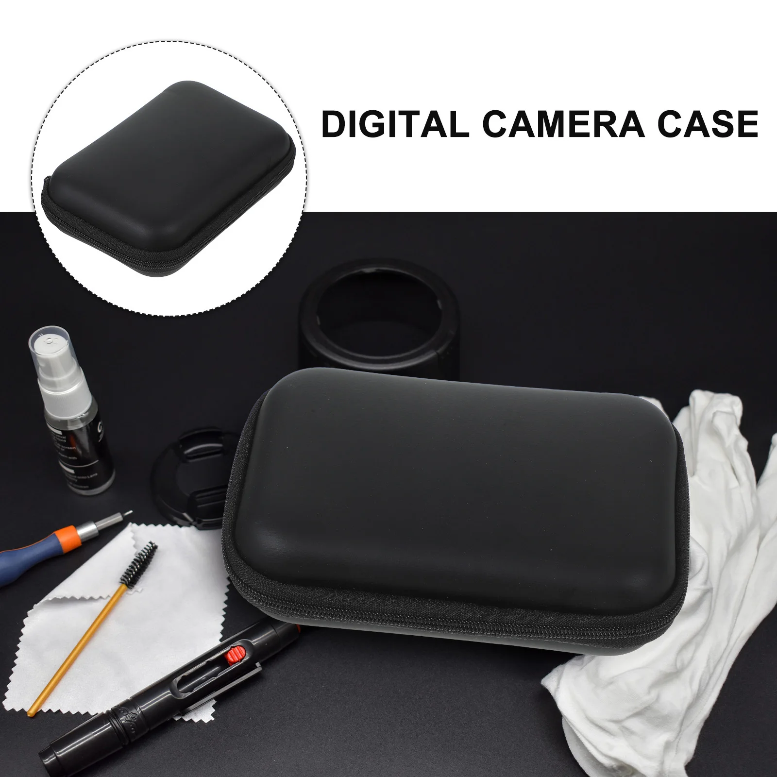 

Waterproof Camera Bag EVA Shell Case Olympus SZ10 Mini Protective Cover Black Color Camera Accessories Storage Dustproof Design