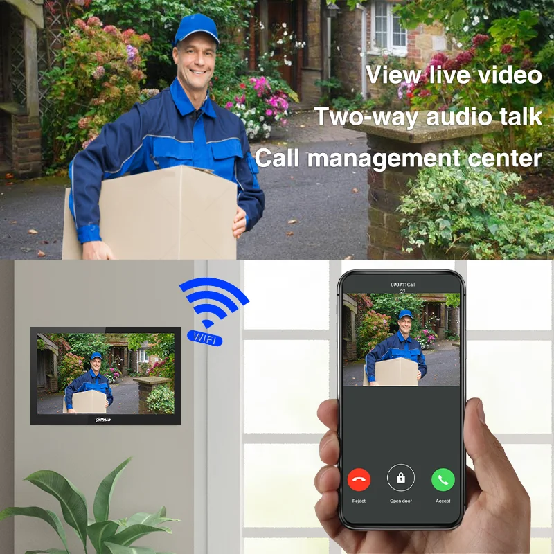 Imagem -05 - Dahua-kit Video Doorphone sem Fio Sistema de Interfone Porteiro Sistema de Interfone 10 Wi-fi Vth5341g-w Vto2311r-wp Station 1080p Poe