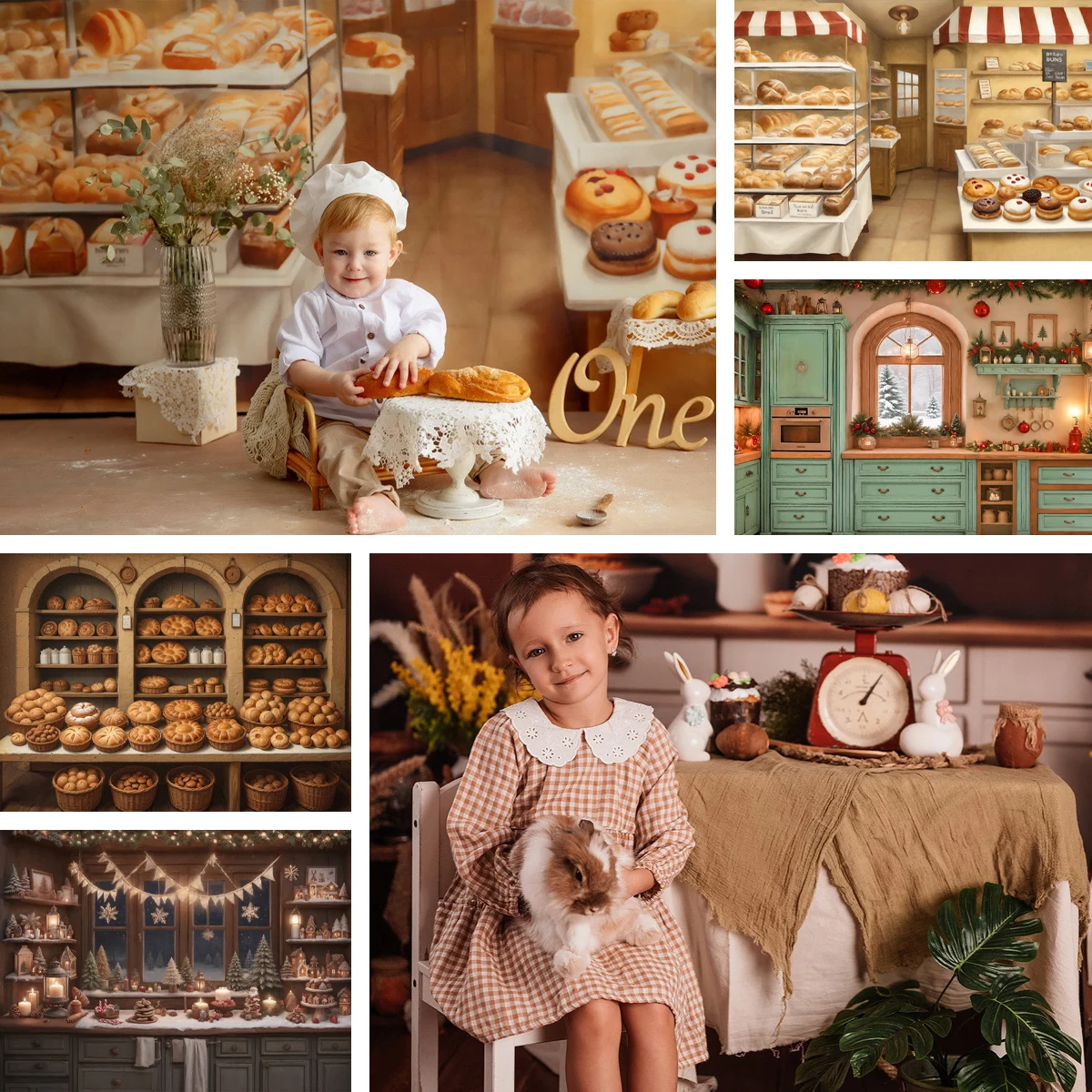 Christmas Kitchen Backdrops Child Baby Photo Props Adult Kids Xmas Decors Cabinet Oven Photography Studio Backgrounds