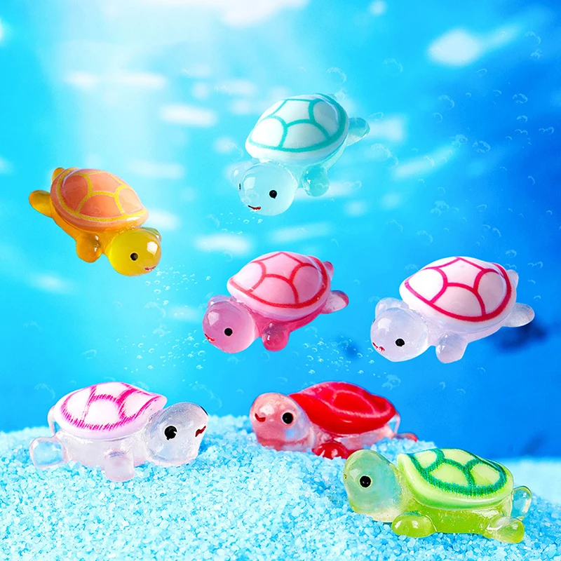 10Pcs Mini Turtles Luminous Ornament Miniature Figures Tiny Turtles Micro Landscape DIY Fairy Garden Dollhouse Home Decor