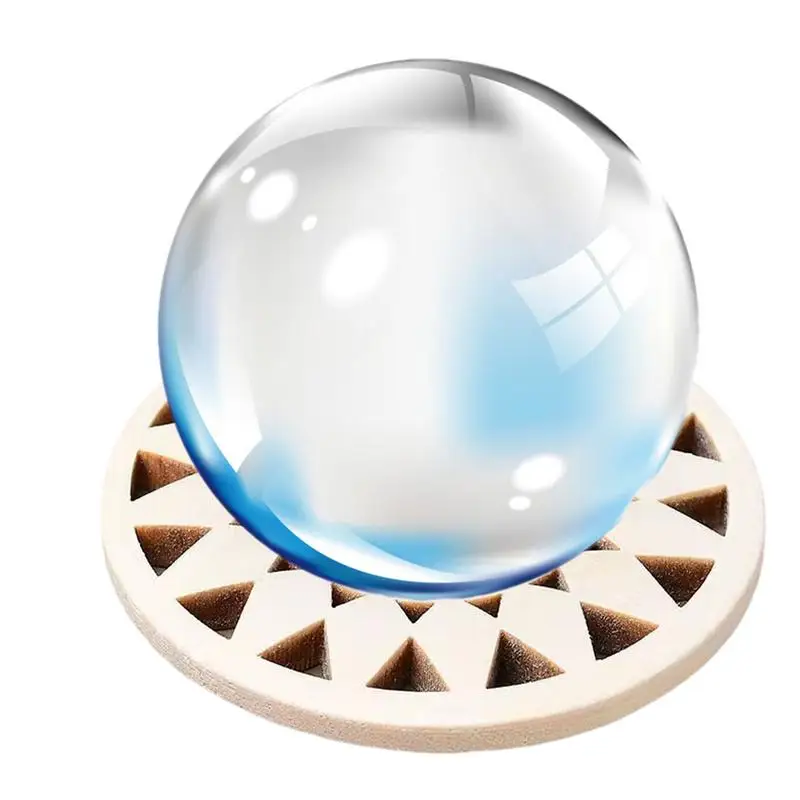 Crystal Ball Display Stand Wooden Hollow Base for Displaying Minerals Crystal Sphere Stand With Sunflower Design Decorative