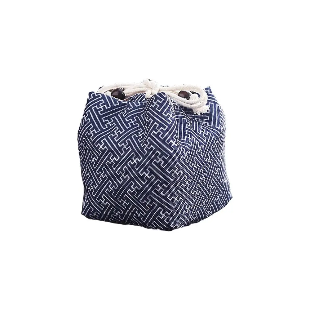 Süße Canvas-Blumen-Kordelzugtasche mit Drachenstreifen-Print im chinesischen Stil, Handtasche, Beuteltasche, Aufbewahrungstasche für Wolken-Teesets, für Damen/Mädchen