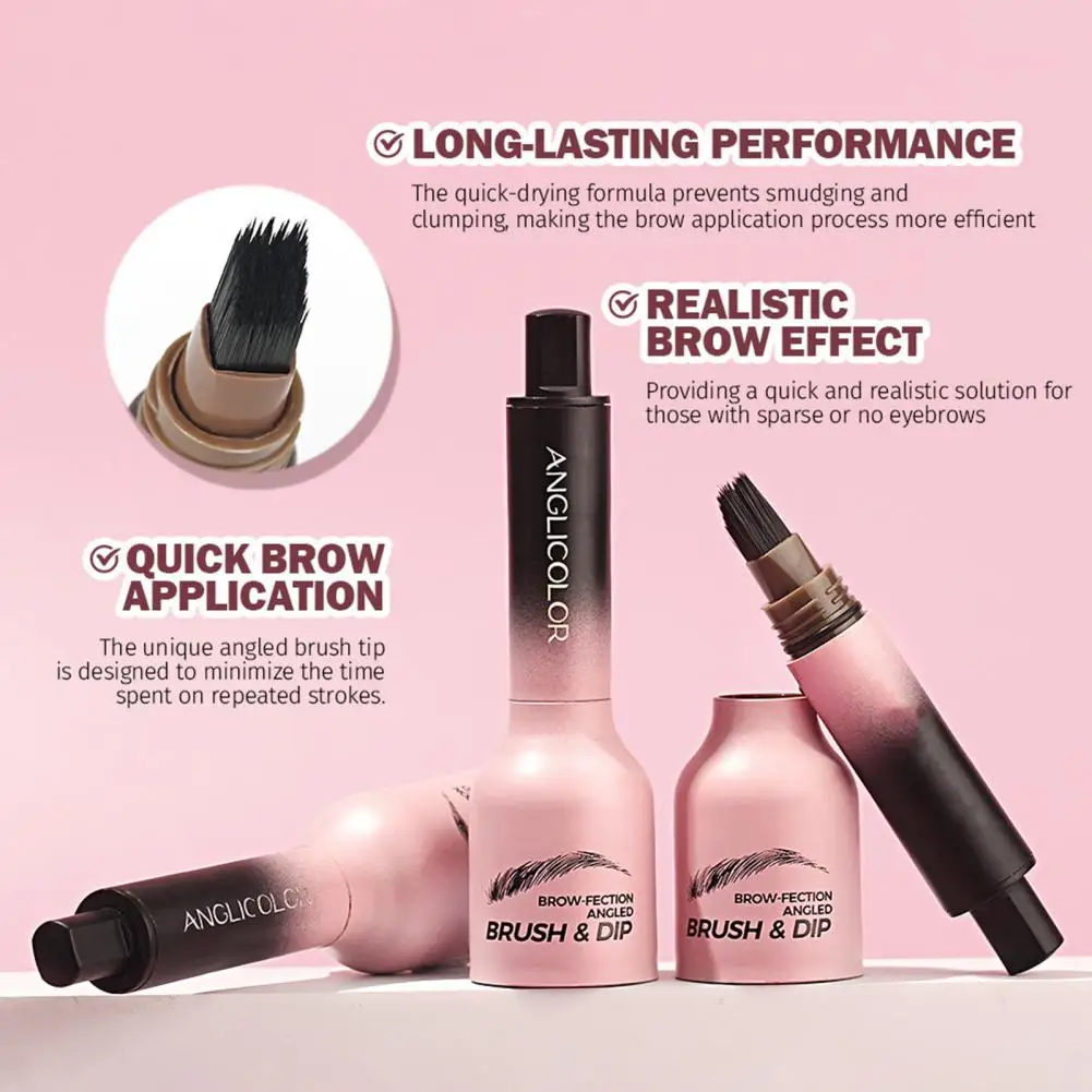 Dip Brow Hair Stroke Spazzola angolata per sopracciglia impermeabile per tratti di capelli di lunga durata Penna per sopracciglia a prova di sbavature Asciugatura rapida
