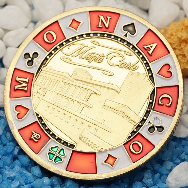 32mm Casino Commemorative Coin Las Vegas Seven Badge Painted Micro Relief Good Luck To You Gold Plated Medal Specie