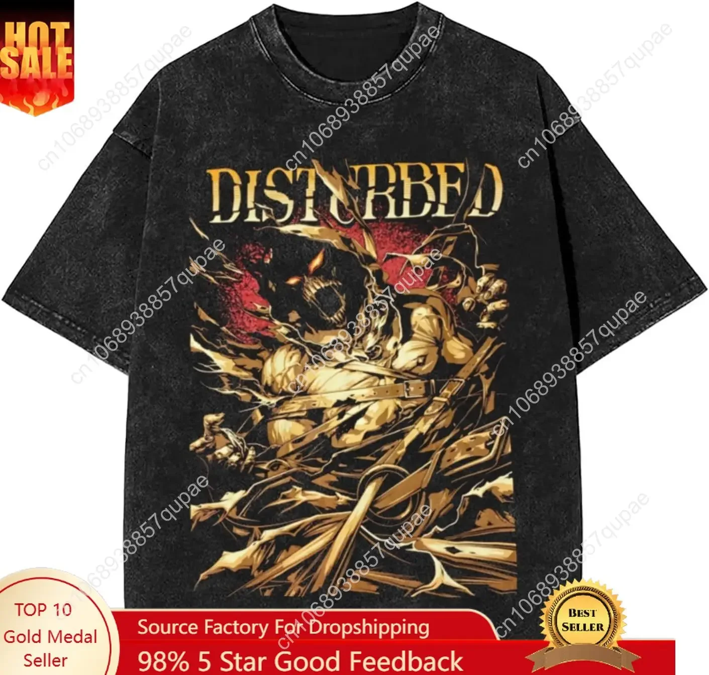 Disturbeds Band Vintage Oversized T Shirt Unisex Cotton Tee Crew Neck Short Sleeve Tops Summer