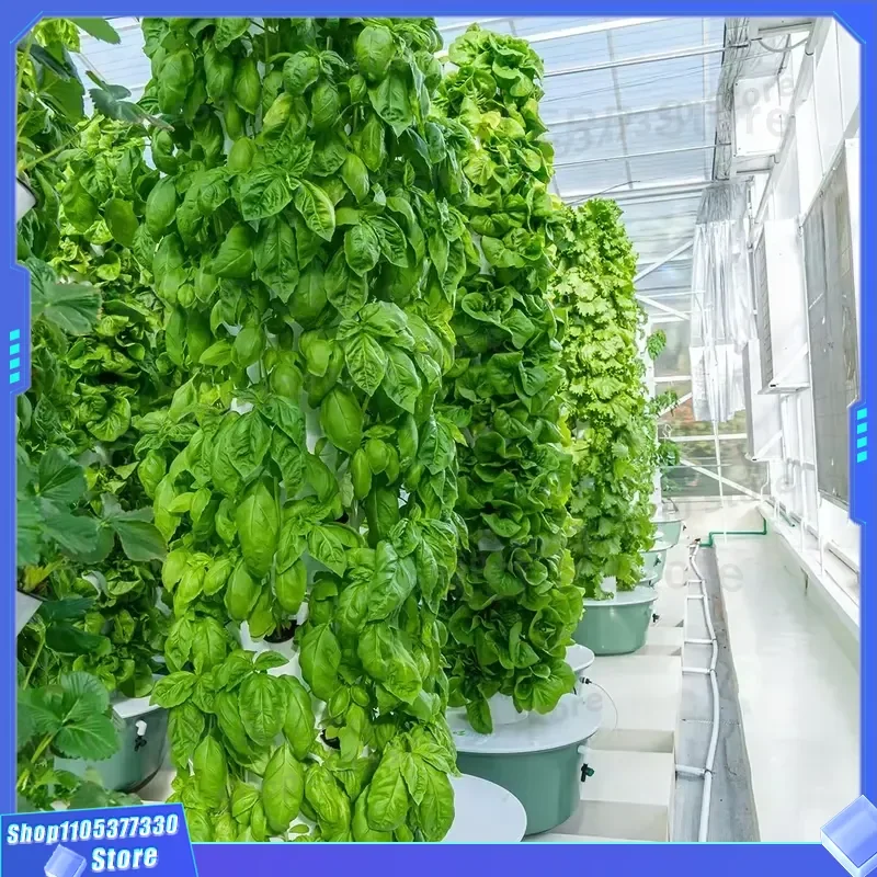 9 Tier Commercial Hydroponic Tower Garden System With Water Pump High Rigidity Drip Irrigation Kit For Vertical Planting