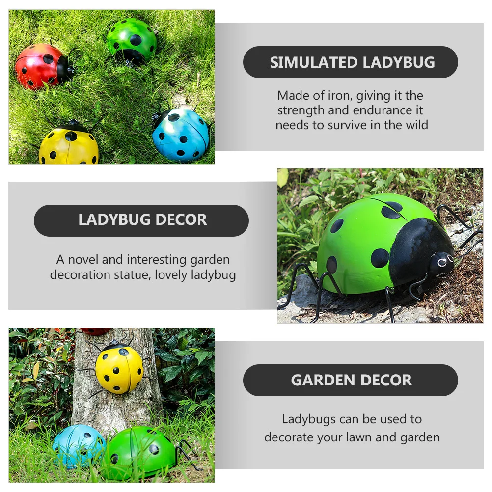 

1Pcs Large Iron Ladybug Simulation Garden Ornament Lawn Decoration Metal Ladybug Adornment Outdoor Yard Decor Holiday Gift