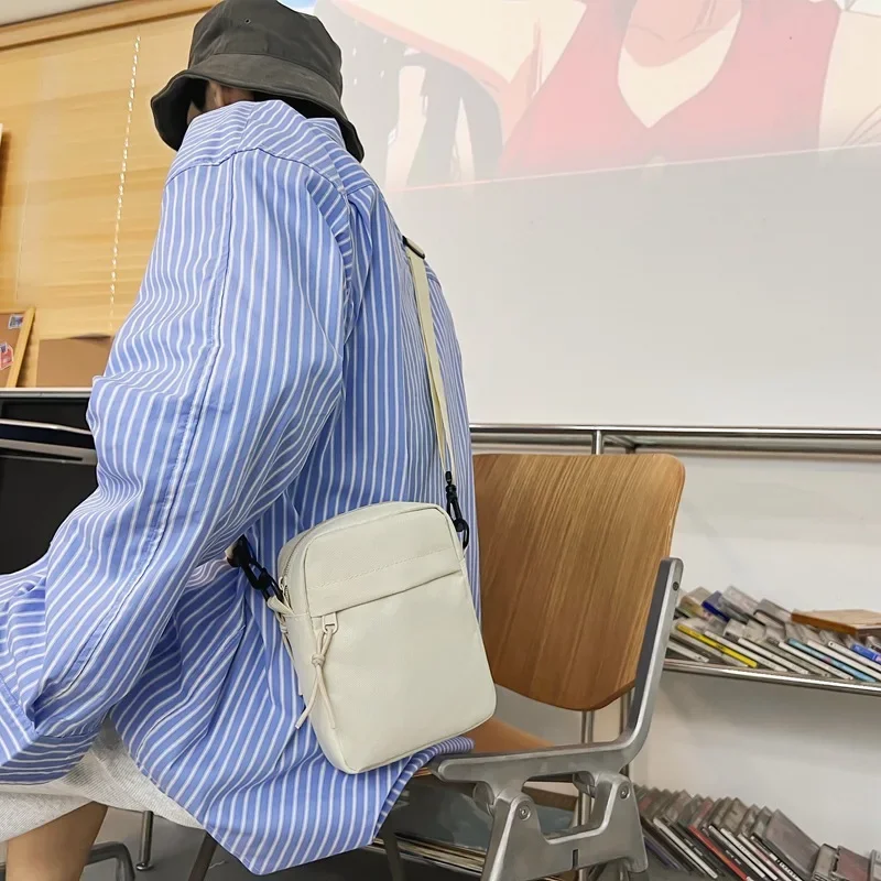 Bolsas de lona para homens, bolsa de ombro pequena com zíper, simples, casual, bolsa de ombro