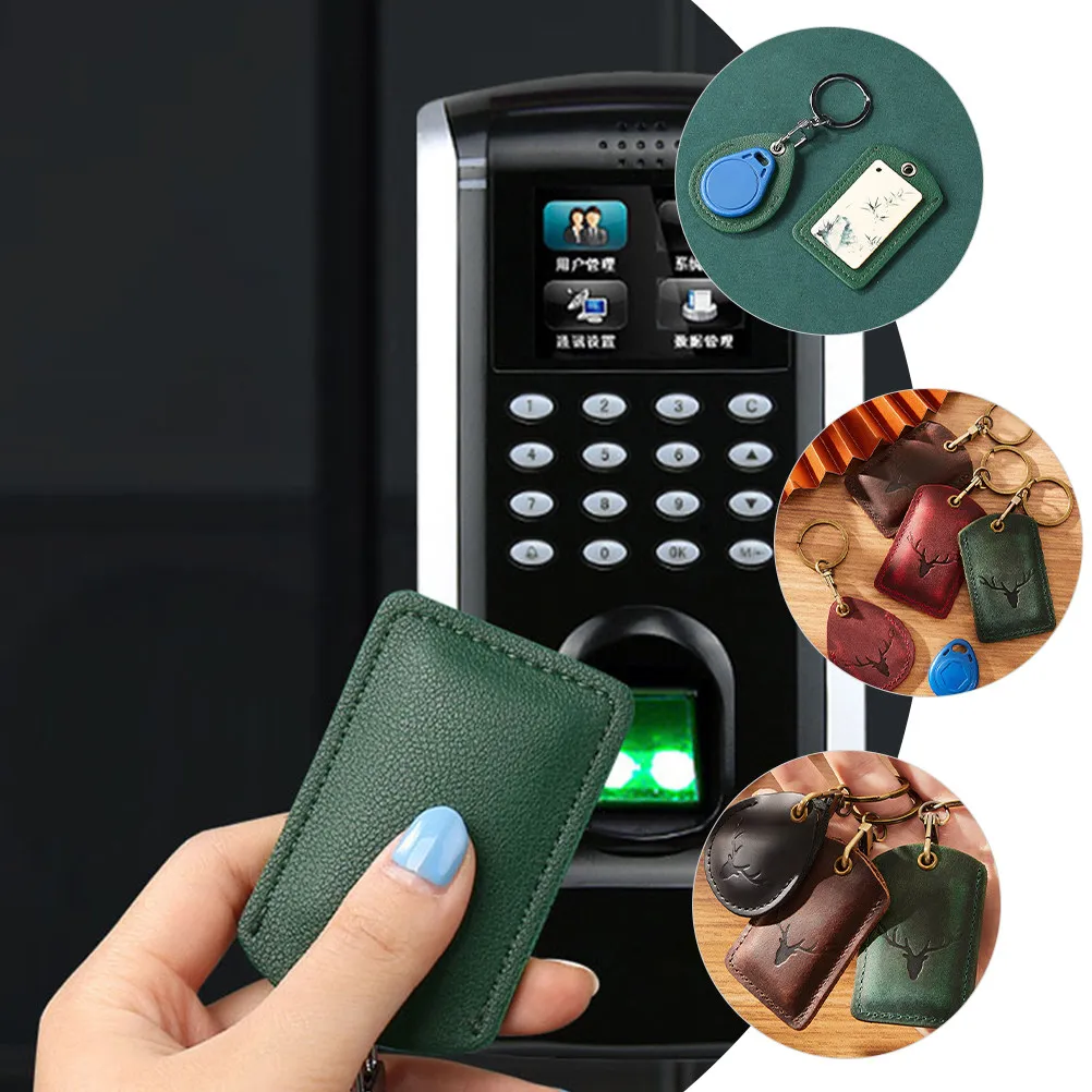 

6Pcs Entrance Guard Case Cartoon Access Card Cover Protective Keychain Pendant Stylish Key Ring Holder Gift for Family