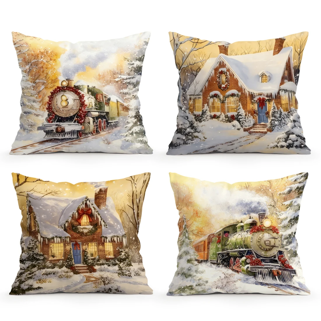 

Christmas train Cushions Pillowcase Cushion Cover Throw Pillow Sofa Decoration Pillowcover Home Car Decor