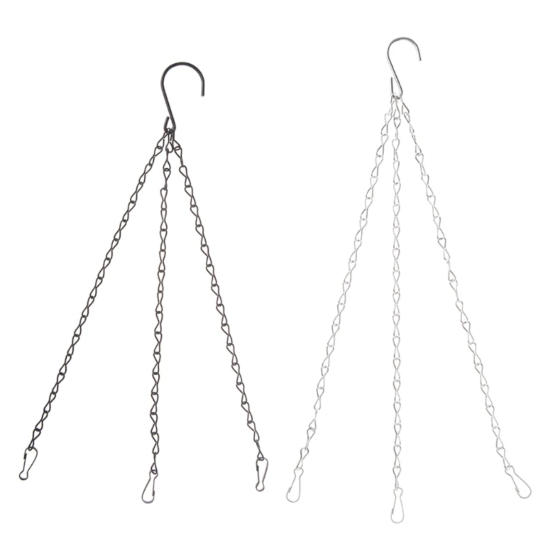 

R1WA 3 Point Flower Pot Planter Chain Garden Basket Iron Hanging Chains Holder Replacement for Outdoor Garden Potted Plant