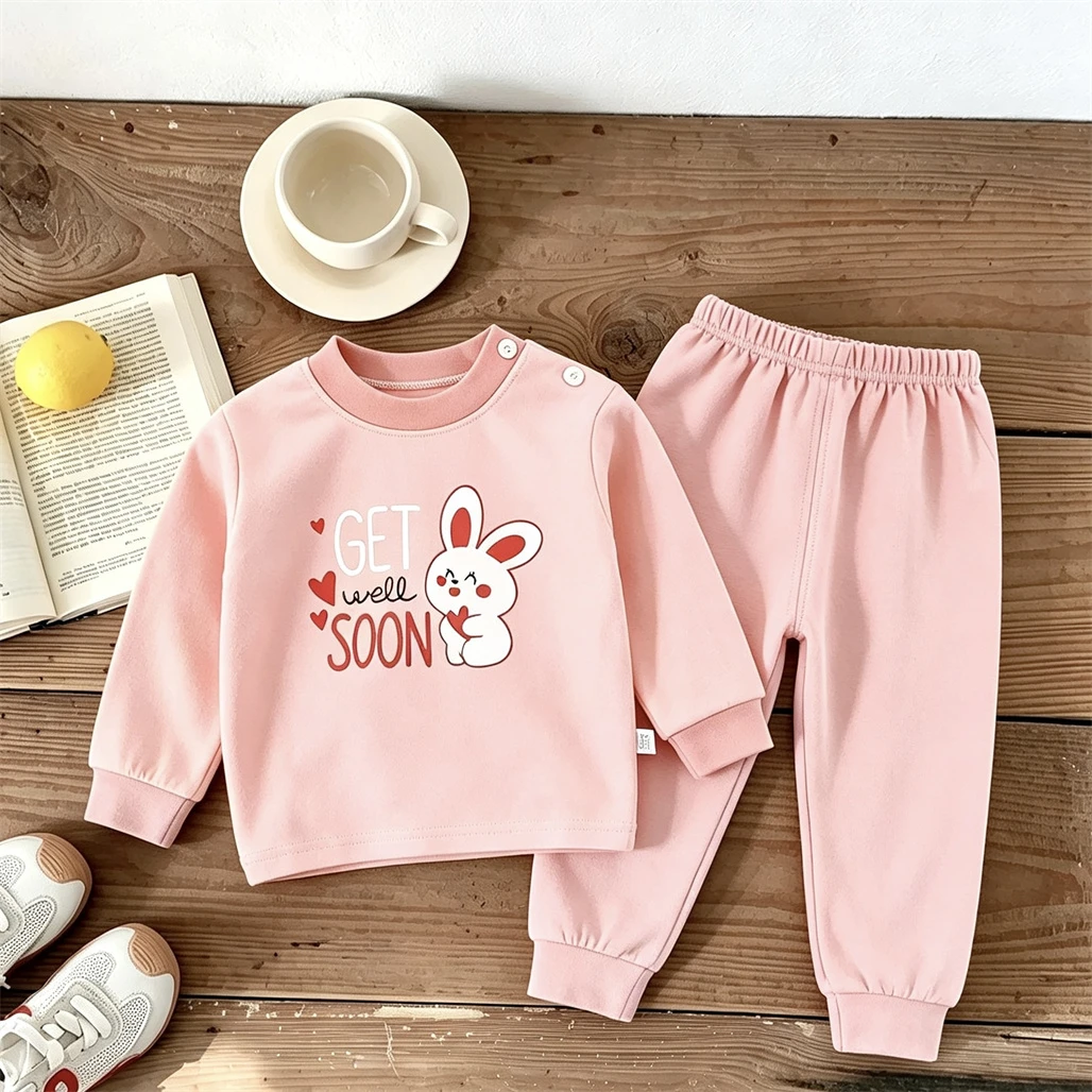 Kinder-Langarm-Pyjamas Herbst-Hauskleidung Baby Casual Cartoon Unterwäsche-Sets 1-4 Jahre Alte Kinder Unterwäsche Trainingsanzüge – Detail 2