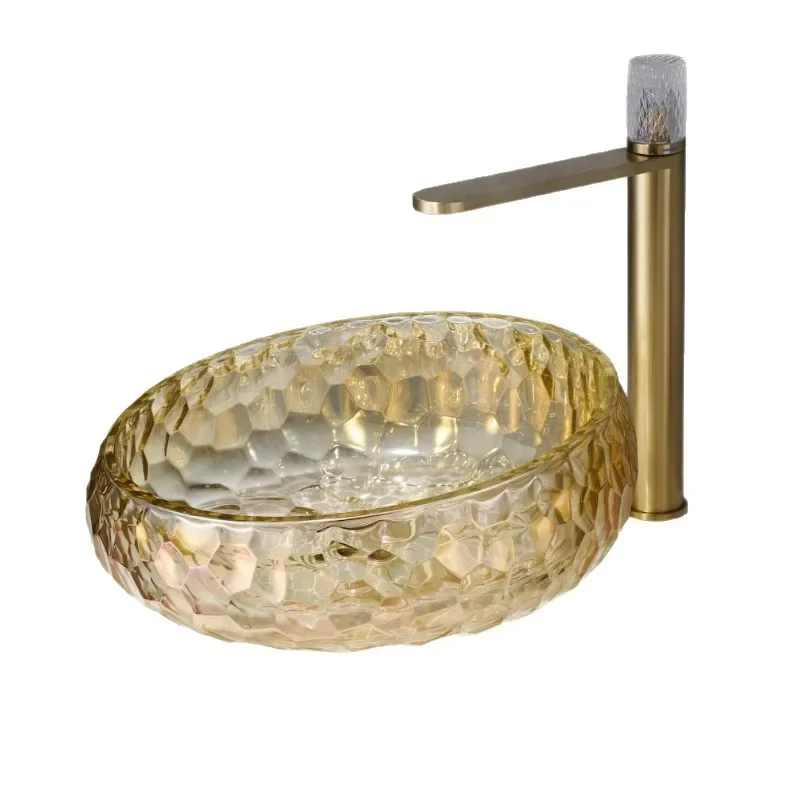 Crystal Glass Washbasin Top Basin Hotel Famous Art Basin Bathroom Bathroom Bathroom Cabinet Washbasin Basin