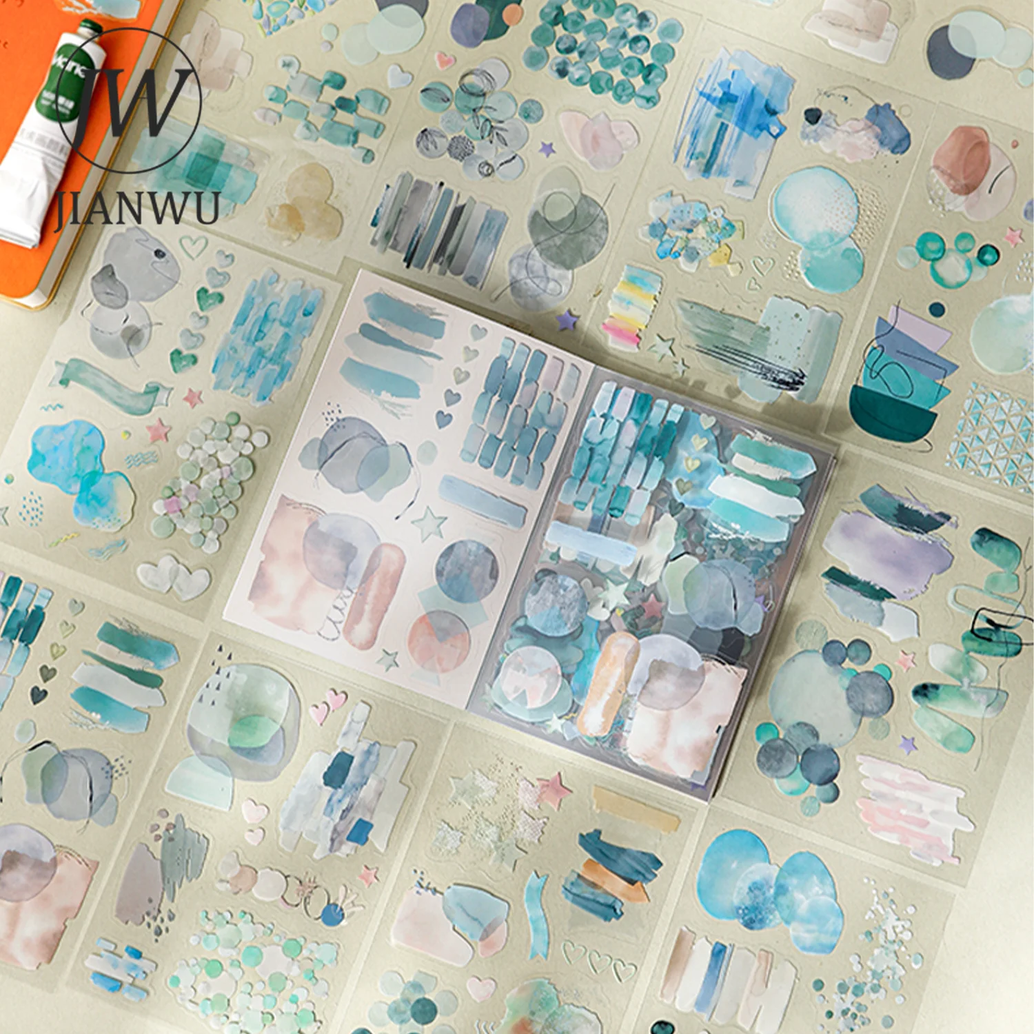 JIANWU Vintage Flower Bubble Smudge Landscape Material Collage Scrapbooking PET Sticker Book Creative DIY Journal Stationery