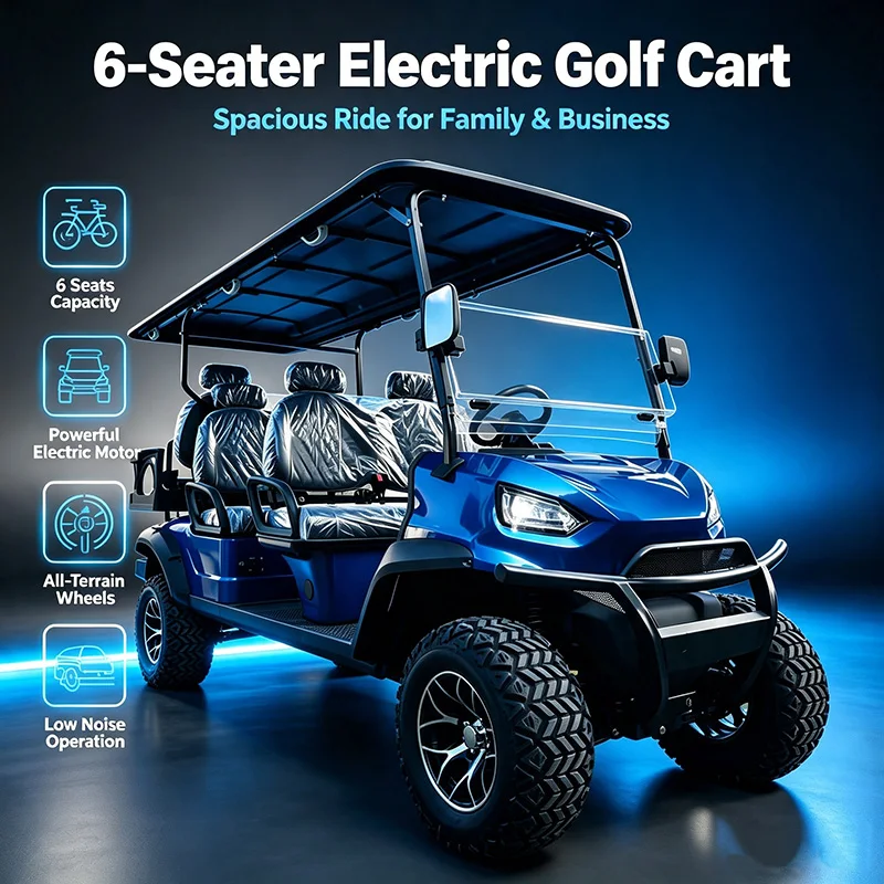 2-8 Seater Electric Golf Cart (Lithium Battery Version) Equipped with a Ball Washer Golf Bag Rack and Storage Basket