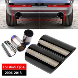 2pcs Car Exhaust Pipe Chrome Stainless Steel Muffler Tip For AUDI Q7 TDI Quattro 2006 2007 2008 2009 2010-2013 AUTO Accessories