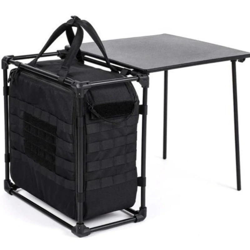 

Tactical Desk Outdoor Camping Folding Desk Black Bag Frame Side Panel