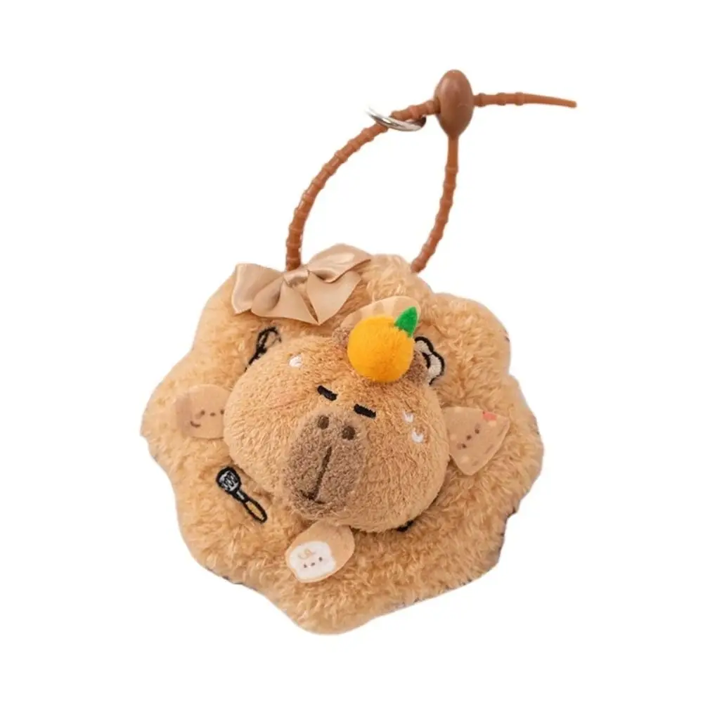 Soft Capybara Wreath Plush Keychain Creative Funny Capibara Bag Pendant Keyring Cute Capybara Plush Doll Bag Hanging