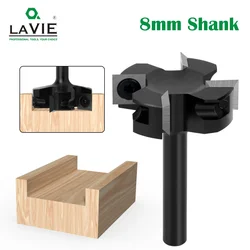 LAVIE 8mm Shank Router Bit With Milling Cutter Cemented Carbide Woodworking Bit 4-Wings Planer bit X08D4062
