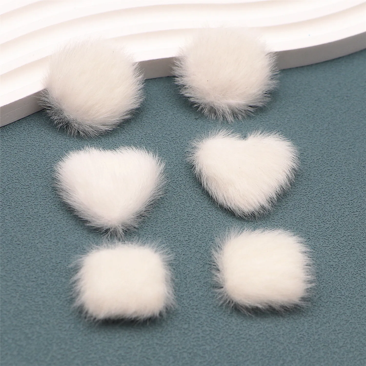 10pcs Thick and Solid Hairy Fabric Covered Heart/Round/Square Button Flatback DIY Jewelry/Hair Clip Decoration Accessories