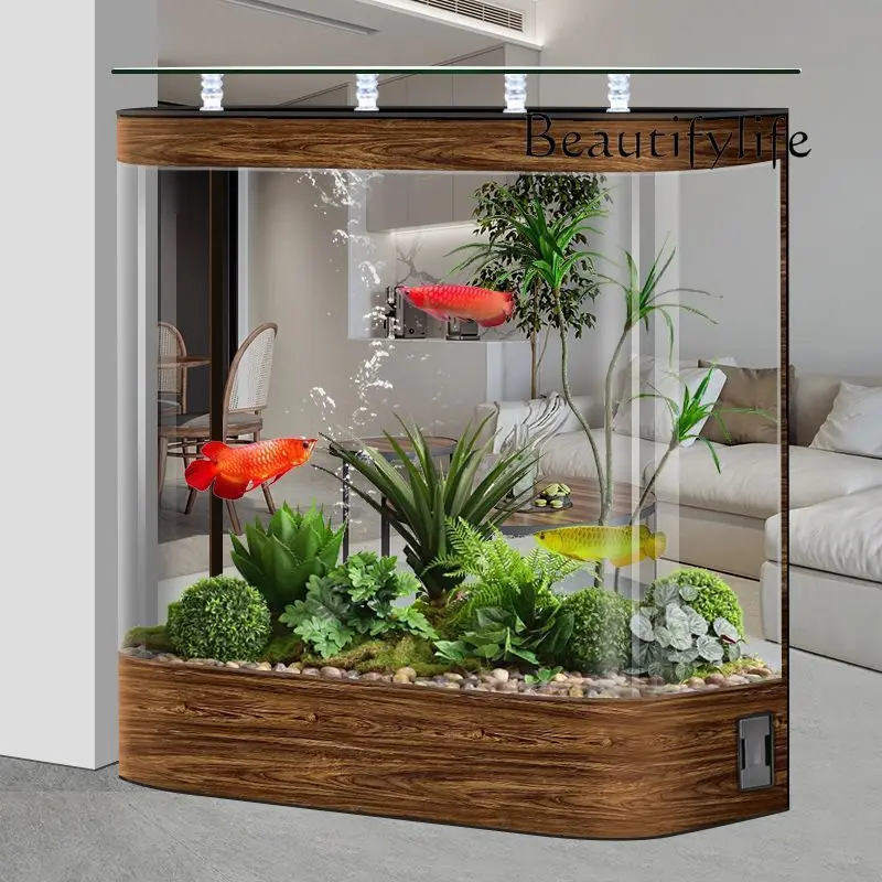 

Безводная циркуляция Экологический фильтр Аквариум Бытовая гостиная Большой резервуар от пола до потолка для золотых рыбок