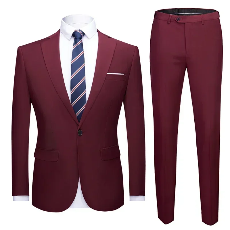 Groom Wedding Dress Blazer Pants 2 Piece Set / Male Business High End Classic Dress Suit Trousers Casual Banquet Jacket Coat