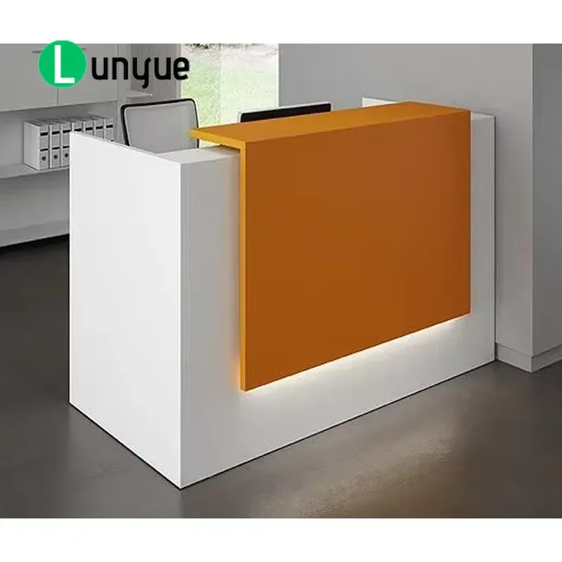 Solid Wood Reception Desk with Lockable Storage Anti-Scratch Front Counter for Office Building Lobby Hotel Factory Direct