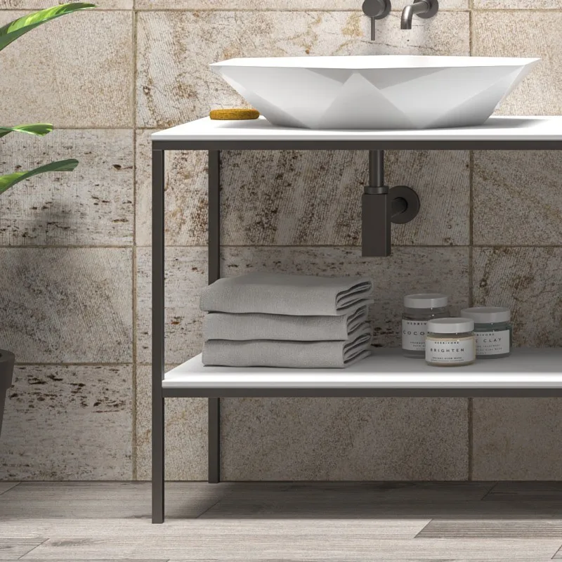 175cm Metal Bathroom Vanity Cabinet with Two Water-Resistant Shelves and LED Mirror Modern Design NET-175