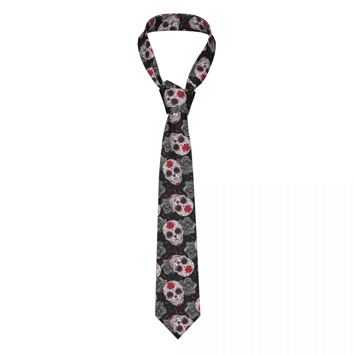 Sugar Skull Rose Halloween Neckties Men Women Polyester 8 cm Gothic Day of the Dead Neck Ties Mens Slim Classic Daily Gravatas