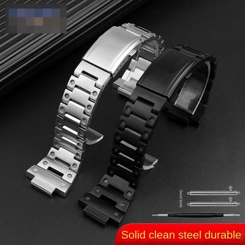 golden Black stainless steel solid turtle buckle strap 16mm for Casio G-Shock GM-110 GA-110GB small steel gun metal Watchband