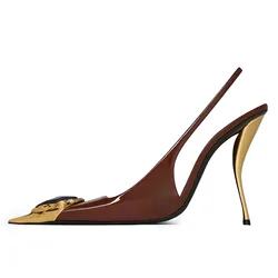 Summer New Small Square Shaped High-heeled Gemstone Sandals for Banquets, Parties, Weddings, Sexy Plus Size Women's Sandals