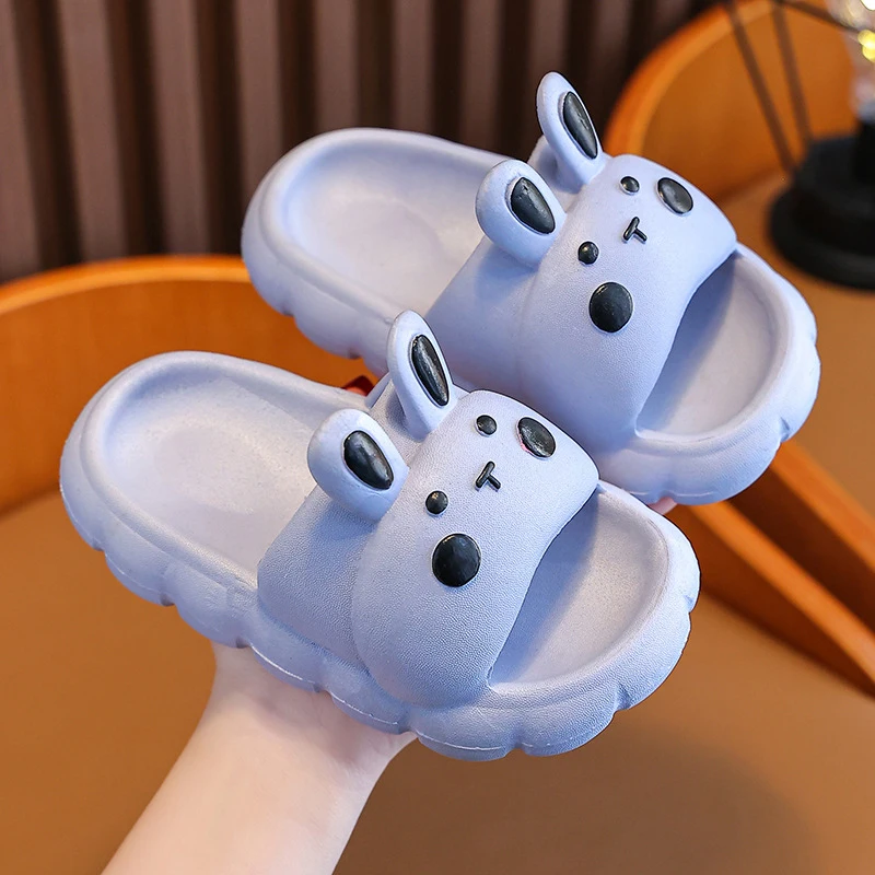 Children Boys Girls Slippers New Cute Cartoon Bunny Pattern Non-slip Soft Thick Sole For Kids Indoor Home Shoes 4-6 Years