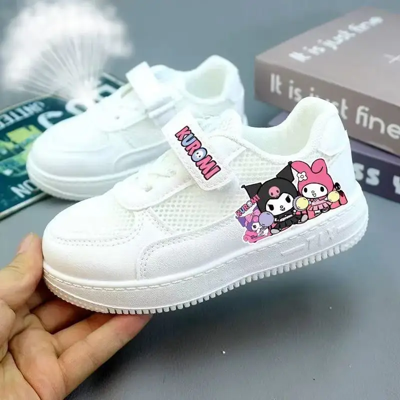 

real photos 2025 New Frozen Princess Elsa Anna Students Kuromi Soft Girl kids white Canvas Shoes children's Casual board Shoes