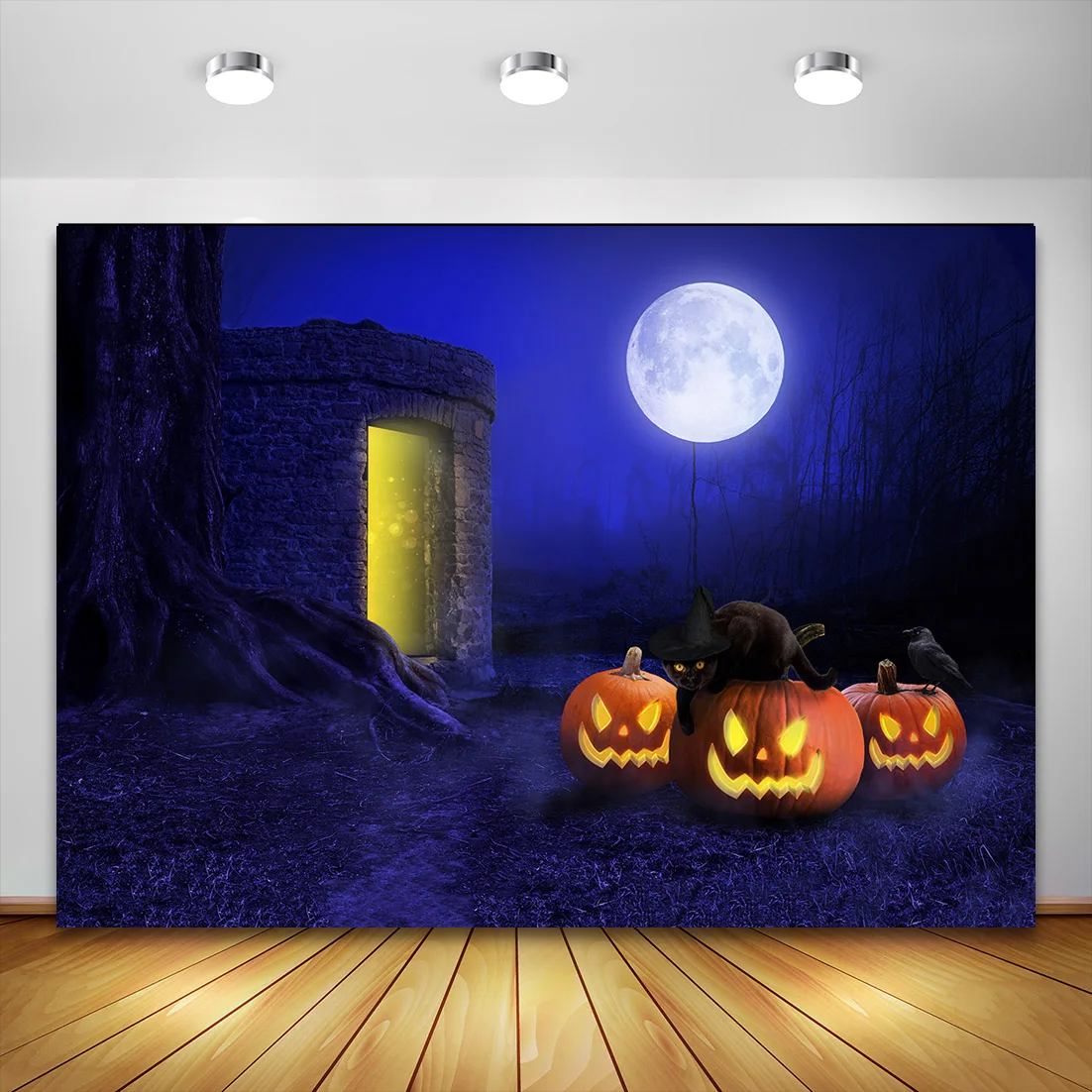 Happy Halloween Photography Backdrop Baby Forest Magic Grave Moon Pumpkin Lantern Party Decor Background Photo Studio Phorocall