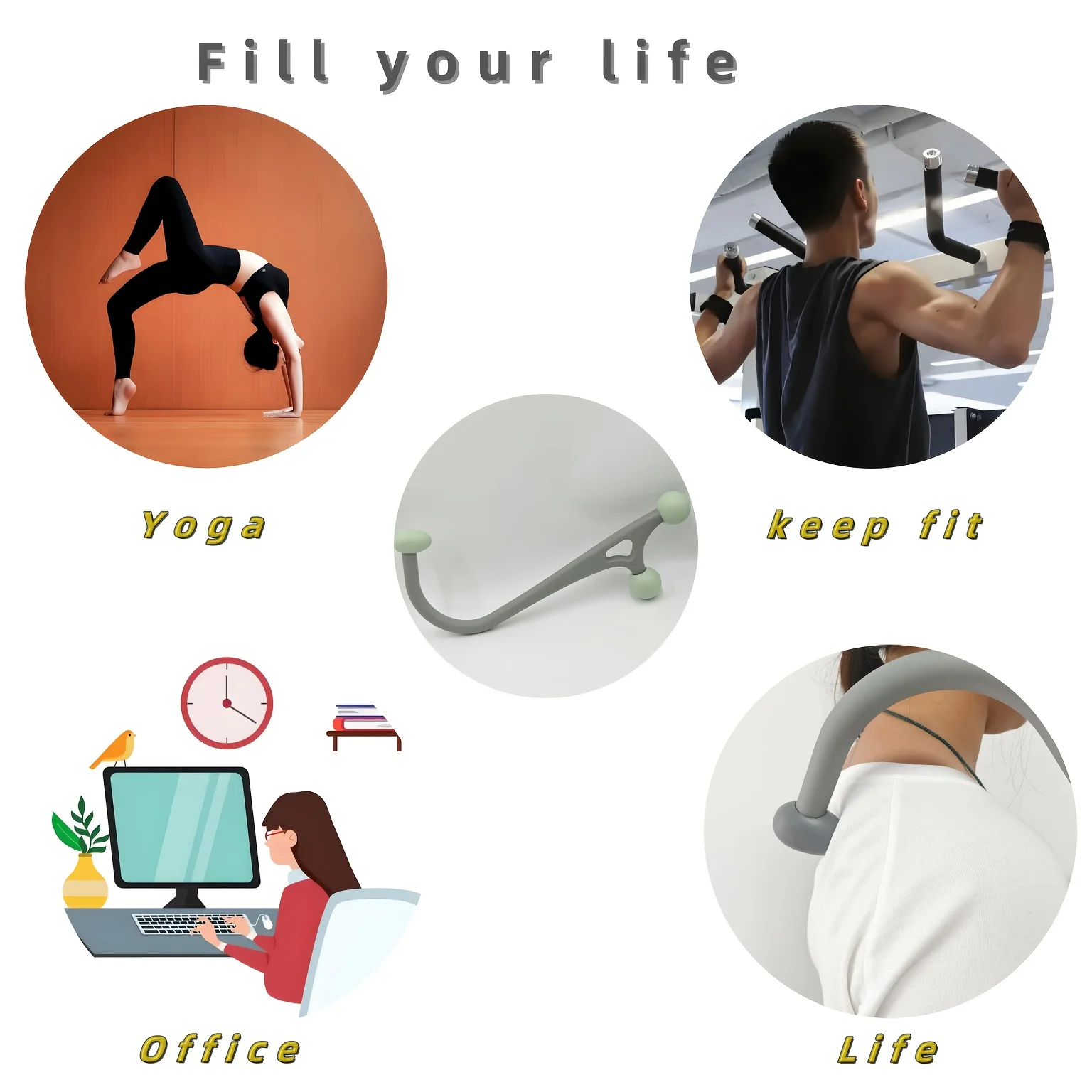 Handheld Hook Massage Stick Trigger Point Massager Relieve Shoulder Back Stiffness Portable Self Massage Tool For Home Gym Yoga
