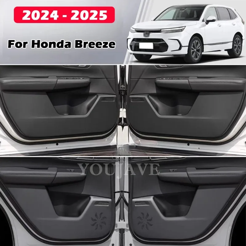For Honda Breeze 2020-2025 Lychee Grain Leather Car Door Anti-Kick Pad Door Protector Mat Anti-Dirty Anti-Collision Stickers