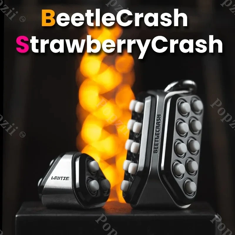 LAUTIE BeetleCrash & StrawberryCrash Press Stress Relief toys Metal Office Stress Relief Gadgets Necklaces Anxiety Toys