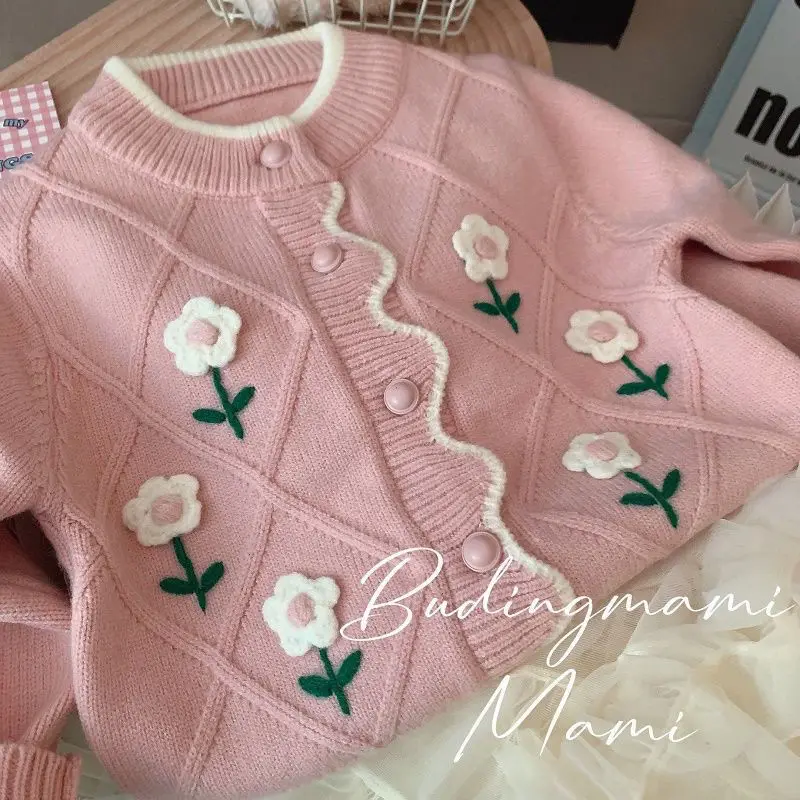 

Girls' Western-style Sweaters, Cardigans, Children's Clothing, 2025 Spring and Autumn, Cute and Sweet Children's Babies