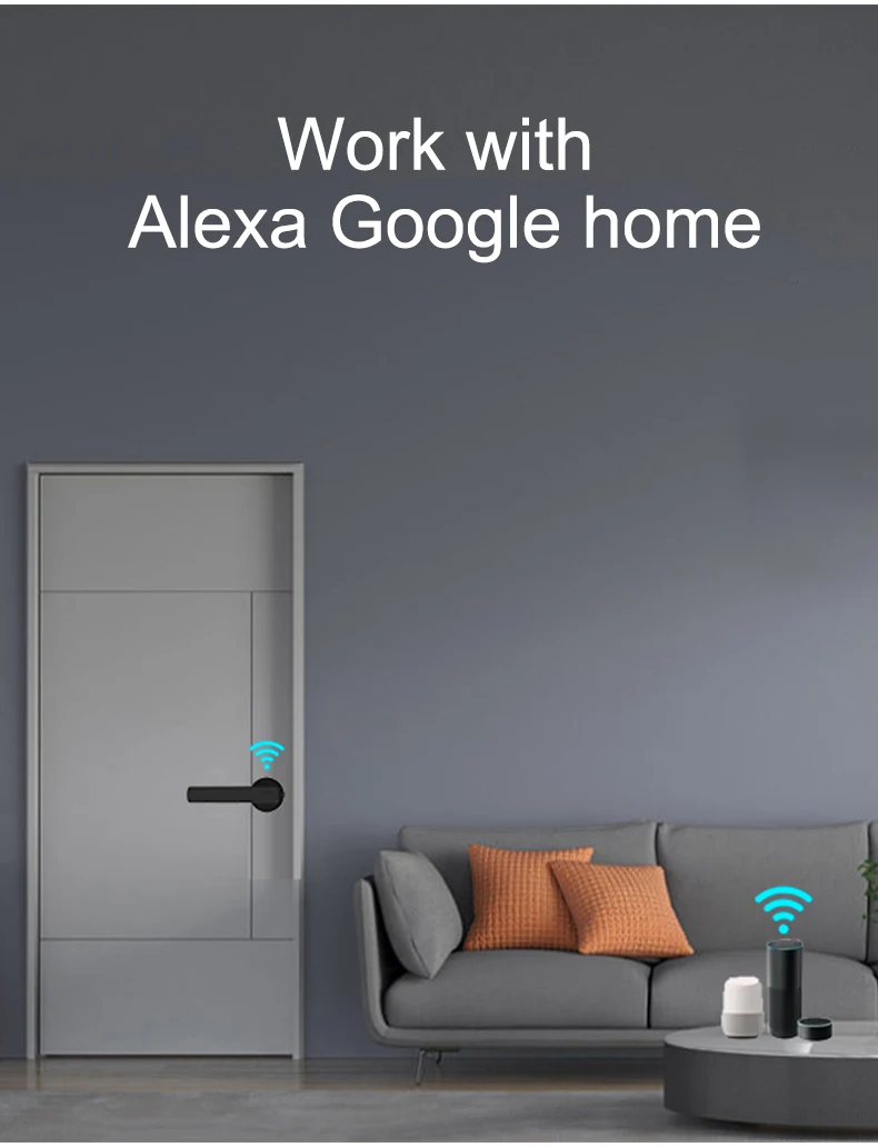 STLF 투야 생체인식 지문 비밀번호 전자 핸들 도어락 침실 가정용 목재 스마트 도어락 스마트락