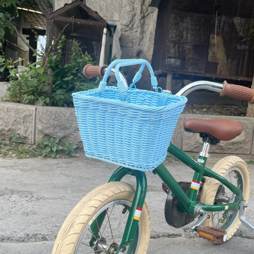

Bike Front Basket with Handles Cycling Handlebar Basket Adjustable Leather Straps Bicycle Storage Basket Bicycle Accessories