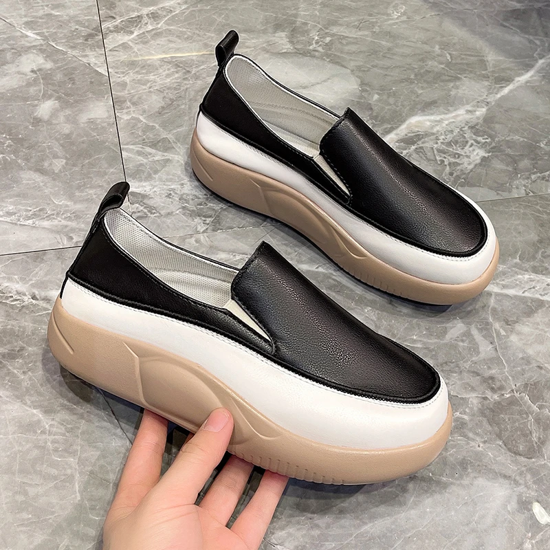 New Thick Sole Sneakers Women\'s Sports Fashion Casual Running Woman Spring Autumn Designer Flats Light Shoes Round Head Loafer