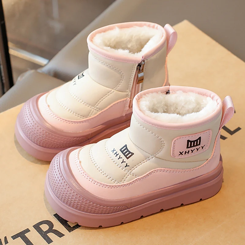 

Зимняя хлопковая обувь из искусственной кожи, зимние сапоги, детские непромокаемые толстые теплые плюшевые сапоги для девочек, детские сапоги из искусственного меха для подростков