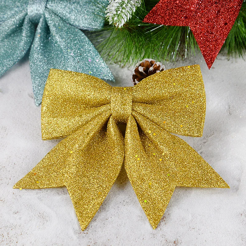1 Stück Weihnachtsbaum, großes Gold, funkelnde Glitzer-Bowknot, zum Aufhängen, dekorativ, große Schleifen, Neujahr, Party, Hochzeit, Dekoration