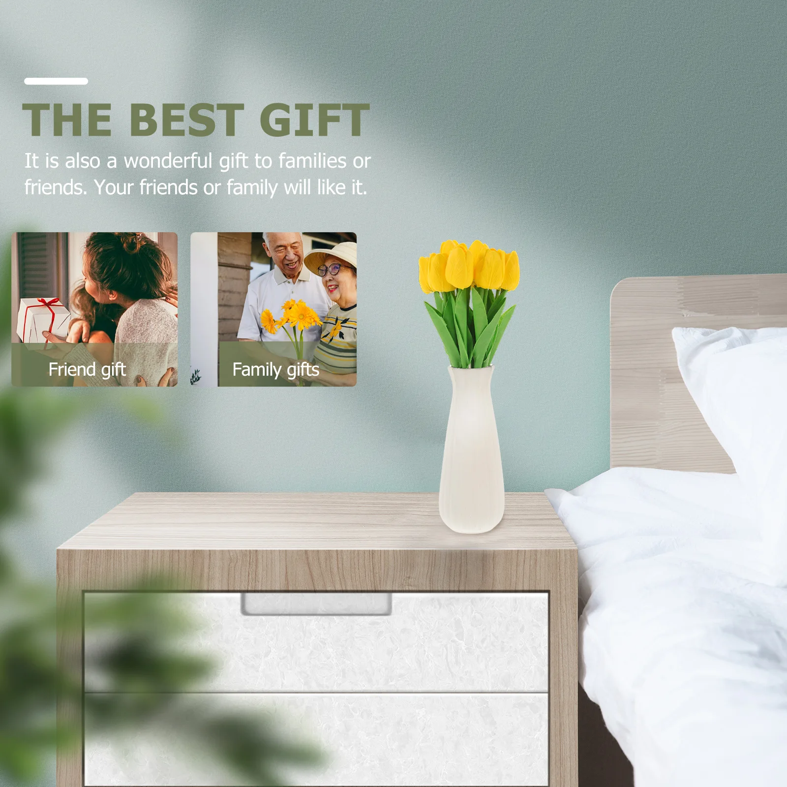 

10Pcs Fake Tulips Bouquet Real Touch Artificial Tulips for Living Room Bedroom Office Decor Wedding Party Craft Making Faux