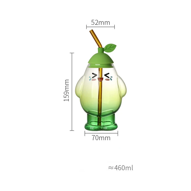 Creative Straw Glass Cups, Cute and Attractive with Lid Glass Straw Gift, Office Water Cup, Portable Water Bottle, Holiday Gift